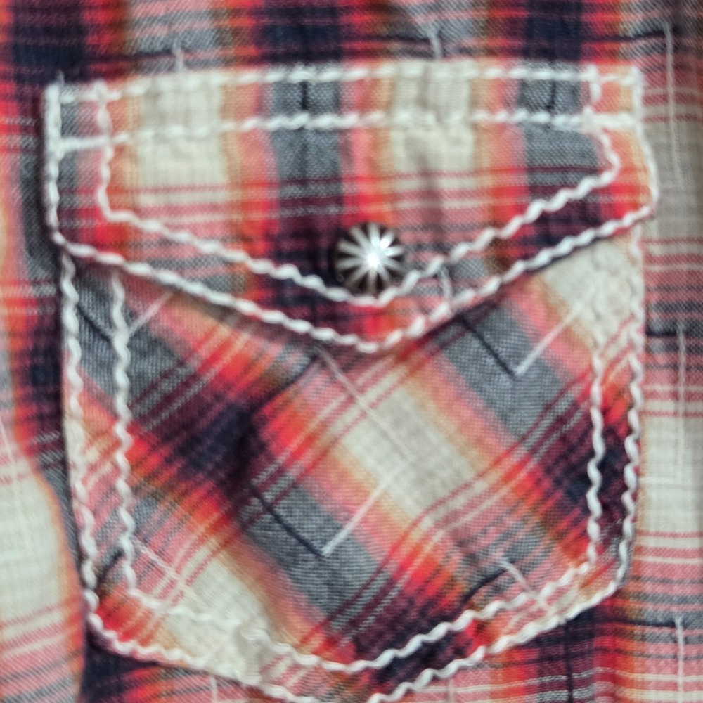 Ariat Real Womans Size M Plaid L/S Western Shirt Embossed metal snaps Cowgirl - Picture 6 of 12